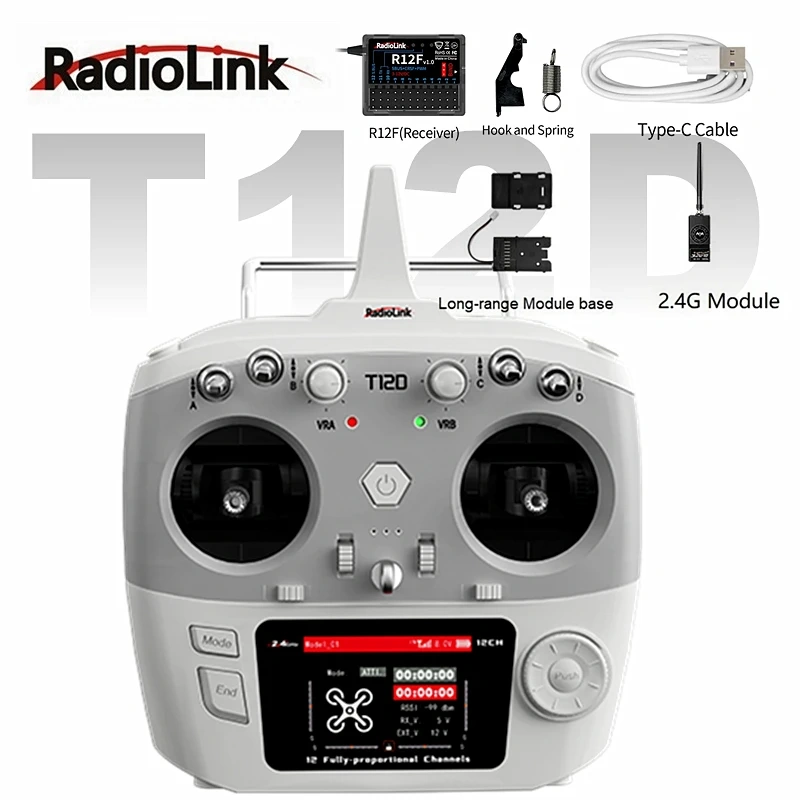 RadioLink T12D T16D Remote Control with Receiver Supports ELRS High-Frequency head for UAV FPV Remote Car Robot Virtual Games