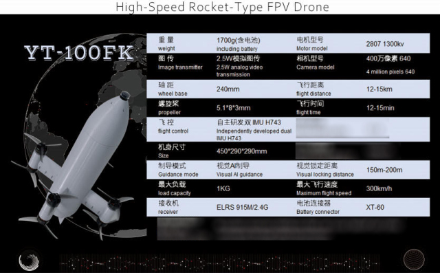High Speed Rocket Type FPV drone Image transmitter 2.5W Payload1kg Visual AI guidance long range 10KM FPV Commercial drone