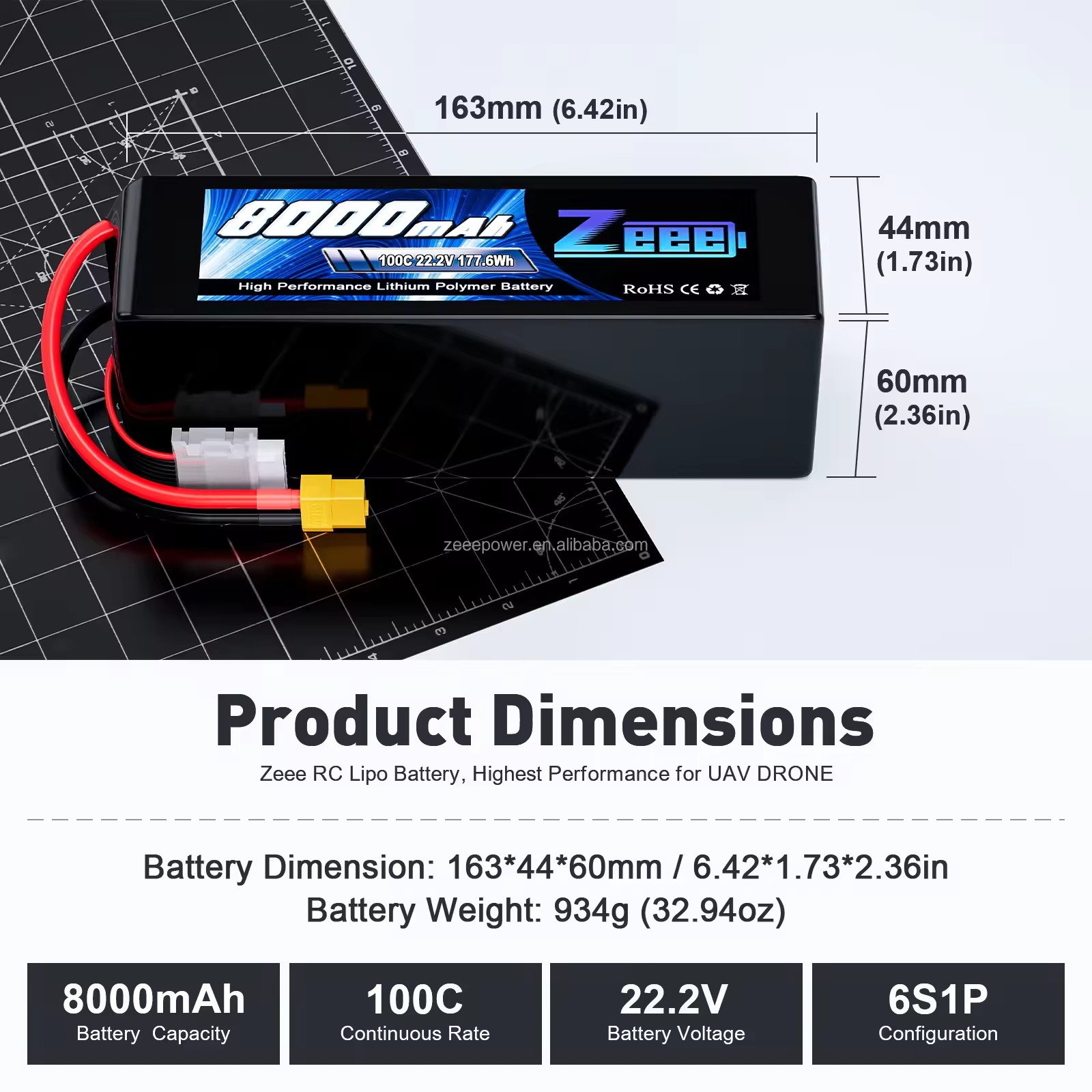 Zeee 6S FPV Battery 5200/6000/6500/7000/7500/8000/9000/9500/10000mah 6S Lipo FPV Battery Drone Battery