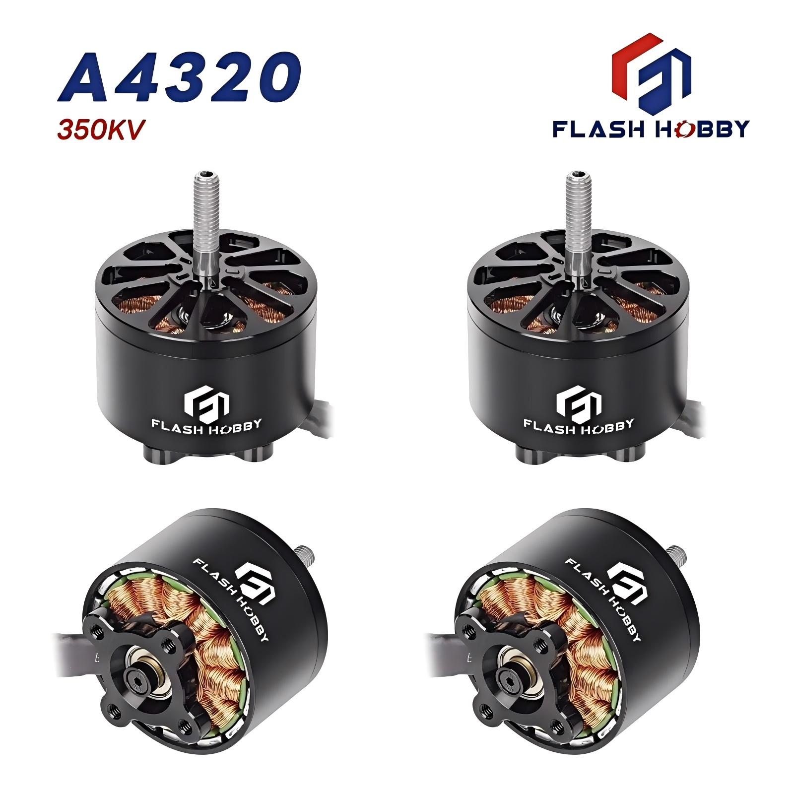 Flashhobby A4320 350KV Brushless Motor Industrial Grade 4650W 9560g Thrust for 6-12S FPV Drone