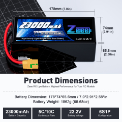 ZEEE 6s/12s Fpv Lipo Battery 12000/16000/23000/26000/29000/32500/35000mAh Semi Solid State 22.2v Lipo Battery for Fpv Drone