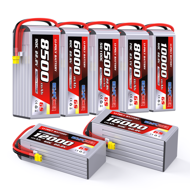 350wh/kg 6000mah 8000/ 85000/65000mah 3S/4S/6S 50/100C High Performance High Energy Density Lithium Polymer FPV Drone Battery