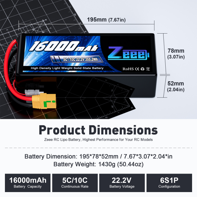 ZEEE 6s/12s Fpv Lipo Battery 12000/16000/23000/26000/29000/32500/35000mAh Semi Solid State 22.2v Lipo Battery for Fpv Drone
