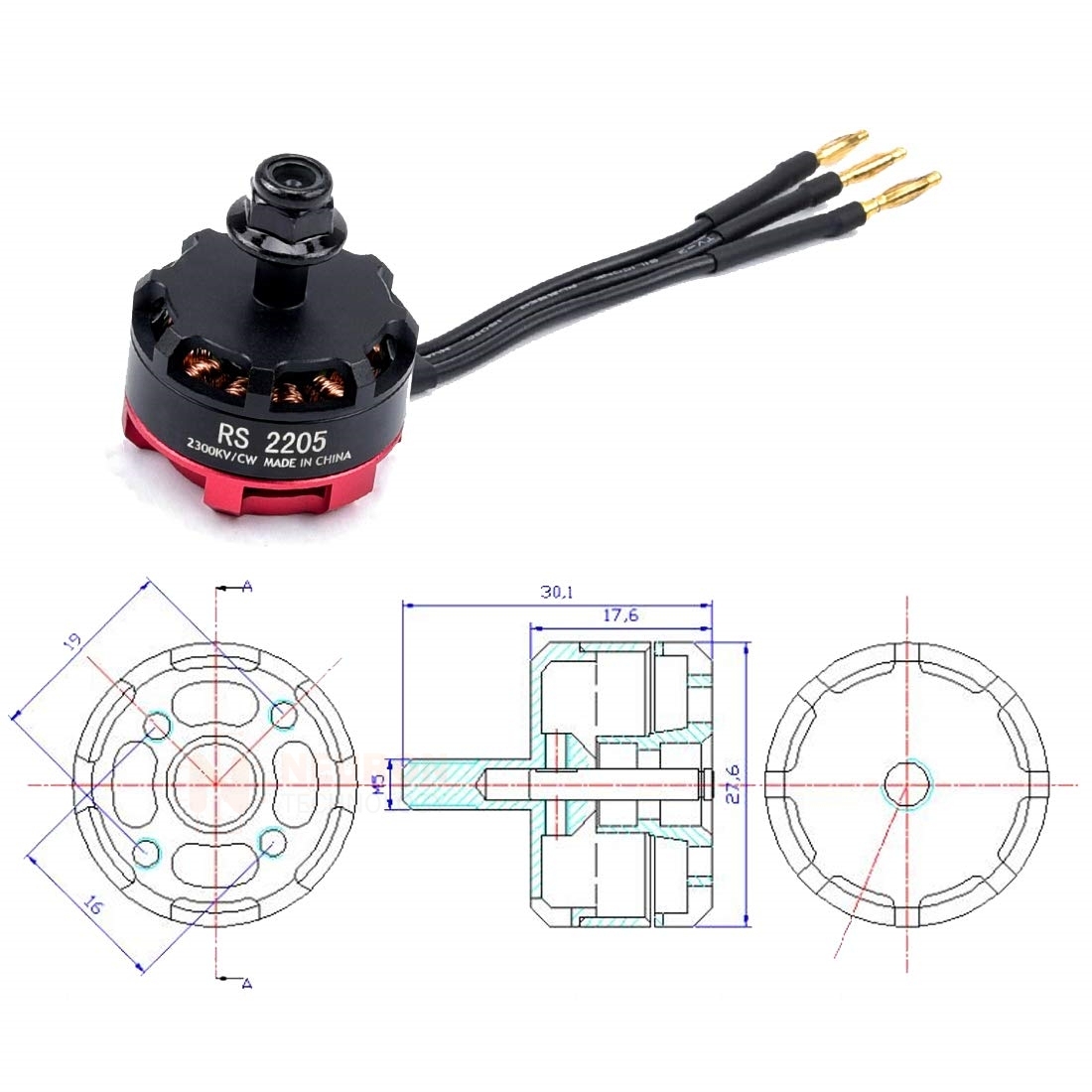RS2205 2300KV Brushless Motor CW/CCW 3-4S RC Motors for FPV Racing Drone FPV Multicopter