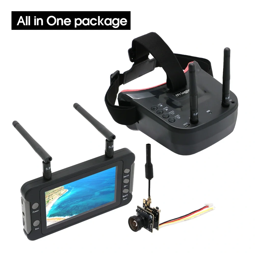 5.8G 40CH Dual Antennas FPV Goggles Video Glasses Headset With 4.3 Inch LCD Display Monitor NTSC/PAL DVR And M8 800TVL Camera