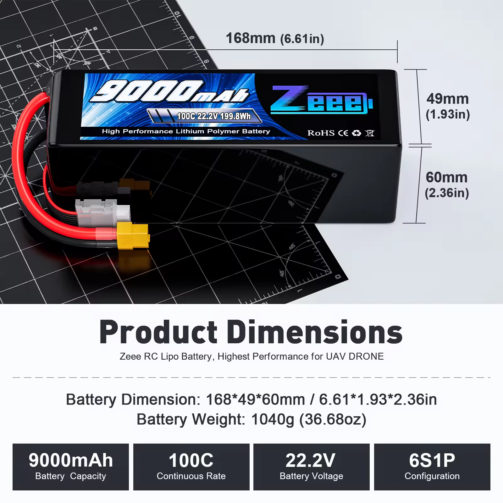 Zeee 6S FPV Battery 5200/6000/6500/7000/7500/8000/9000/9500/10000mah 6S Lipo FPV Battery Drone Battery