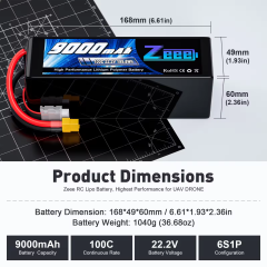 Zeee 6S FPV Battery 5200/6000/6500/7000/7500/8000/9000/9500/10000mah 6S Lipo FPV Battery Drone Battery