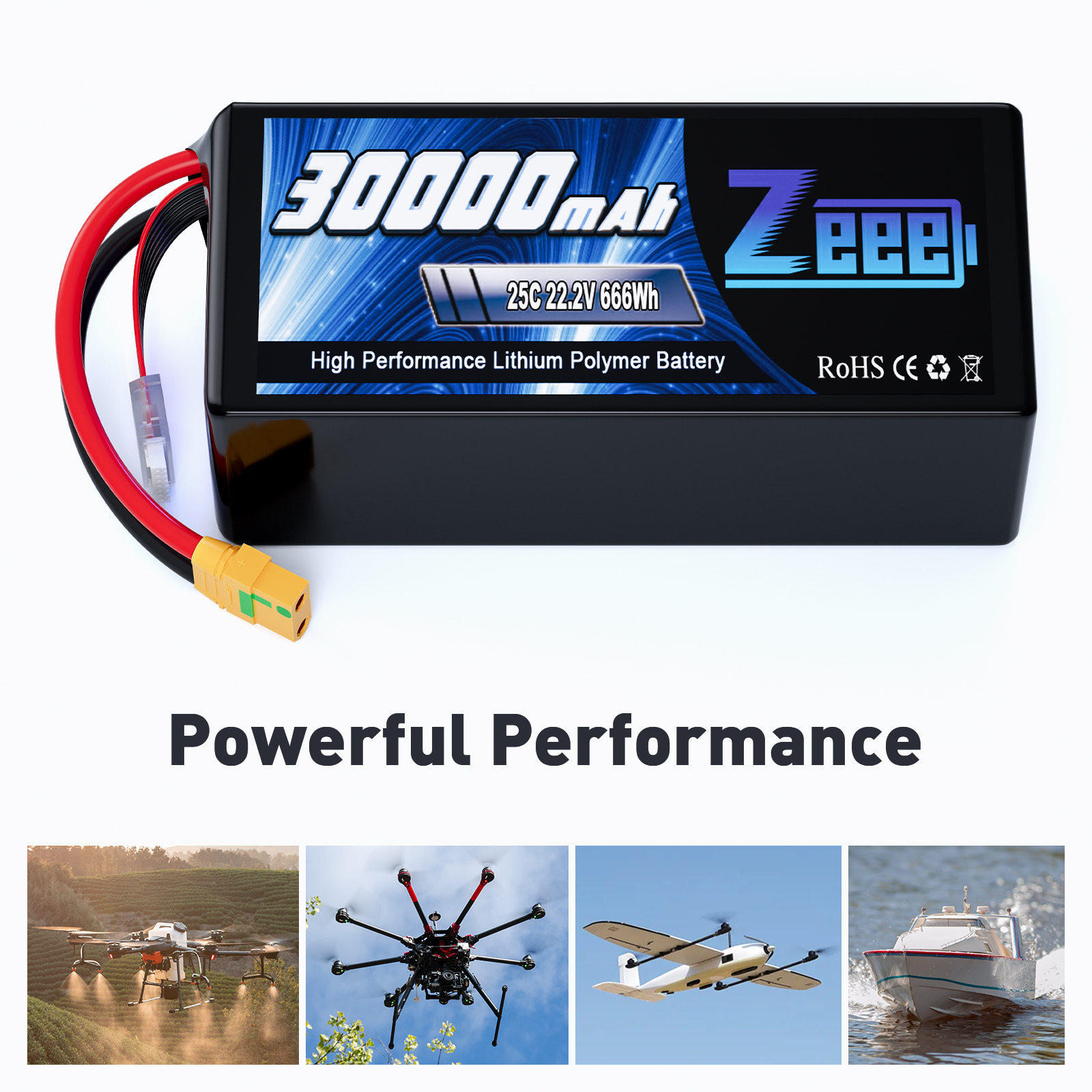 Zeee 6S FPV Drone Battery 30000mAh 16000mAh 22000mAh16Ah 22Ah 27Ah 30Ah Semi Solid State Li-ion  Lipo Battery Packs for UAV Dron