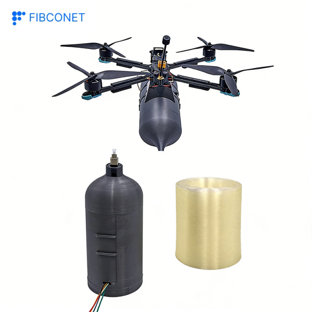 0.23mm FC Connector 180km/h Bare Single Mode Optical Fiber 1-60km FPV Drone Inner Winding Fiber Reel