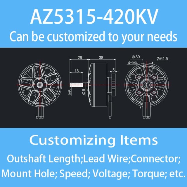 JRCMotor 5315 BLDC Motor 250KV 340KV 420KV 500KV Brushless Motor 4-8S for 15inch FPV Drone