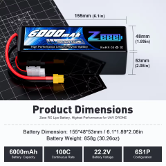 Zeee 6S FPV Battery 5200/6000/6500/7000/7500/8000/9000/9500/10000mah 6S Lipo FPV Battery Drone Battery