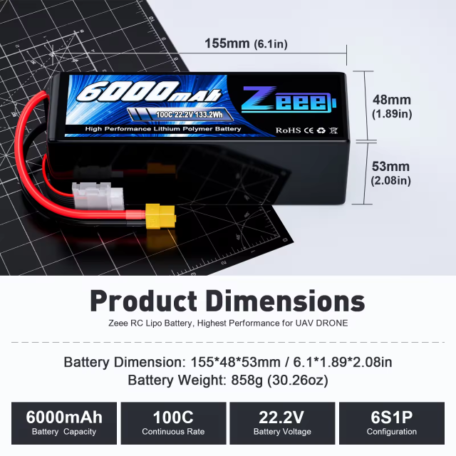 Zeee 6S FPV Battery 5200/6000/6500/7000/7500/8000/9000/9500/10000mah 6S Lipo FPV Battery Drone Battery