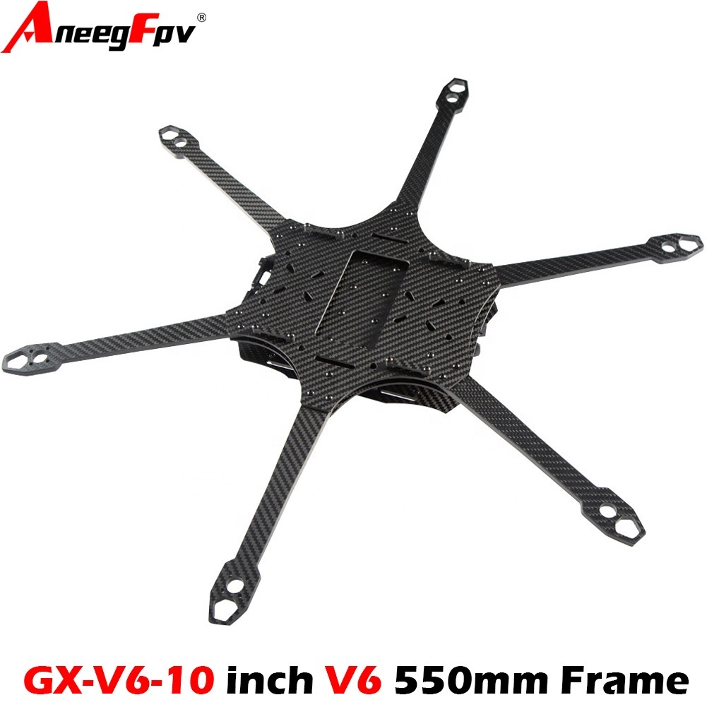 GX-V6-10 Inch V6 550mm Six Axis Carbon Fiber Rack Fiber Optic Long-range FPV Unmanned Aerial Vehicle Rack