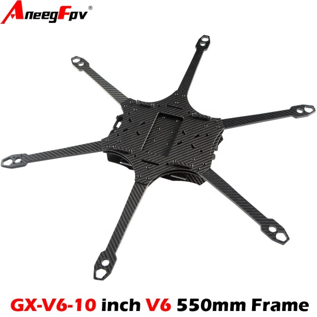 GX-V6-10 Inch V6 550mm Six Axis Carbon Fiber Rack Fiber Optic Long-range FPV Unmanned Aerial Vehicle Rack