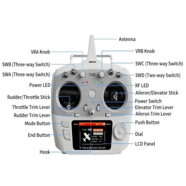RadioLink T12D T16D Remote Control with Receiver Supports ELRS High-Frequency head for UAV FPV Remote Car Robot Virtual Games