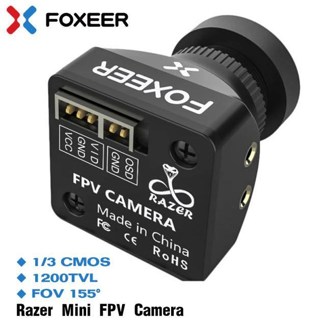 Foxeer Razer Mini 1200TVL FPV Camera Low Latency Ultra Clear 1/3 CMOS 4.5-25V Wide Voltage