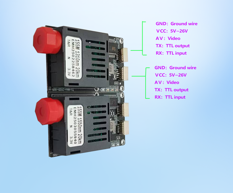 60KM Optical Fiber Transceiver Module Specialized for Drone SC/FC/LC/ST Interface UART/TTL/SBUS Fiber Optic Converter FPV