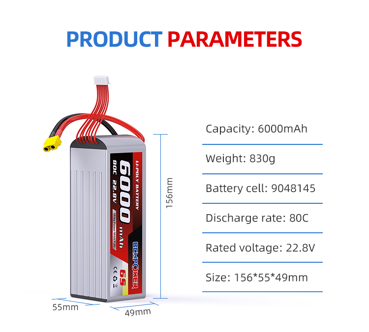 NEW Semi Solid State Battery Cell 6500mAh 22.2V 6S 50/100C Steady Power Supply for Professional Aerial Work