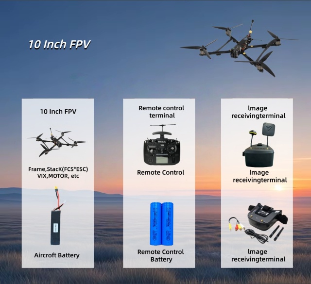 10 Inch FPV Racing Drone Nano Helicopter Brushless Motor 5.8g Vtx Elrs 915MHz Bnf with Goggles 1200tvl Battery