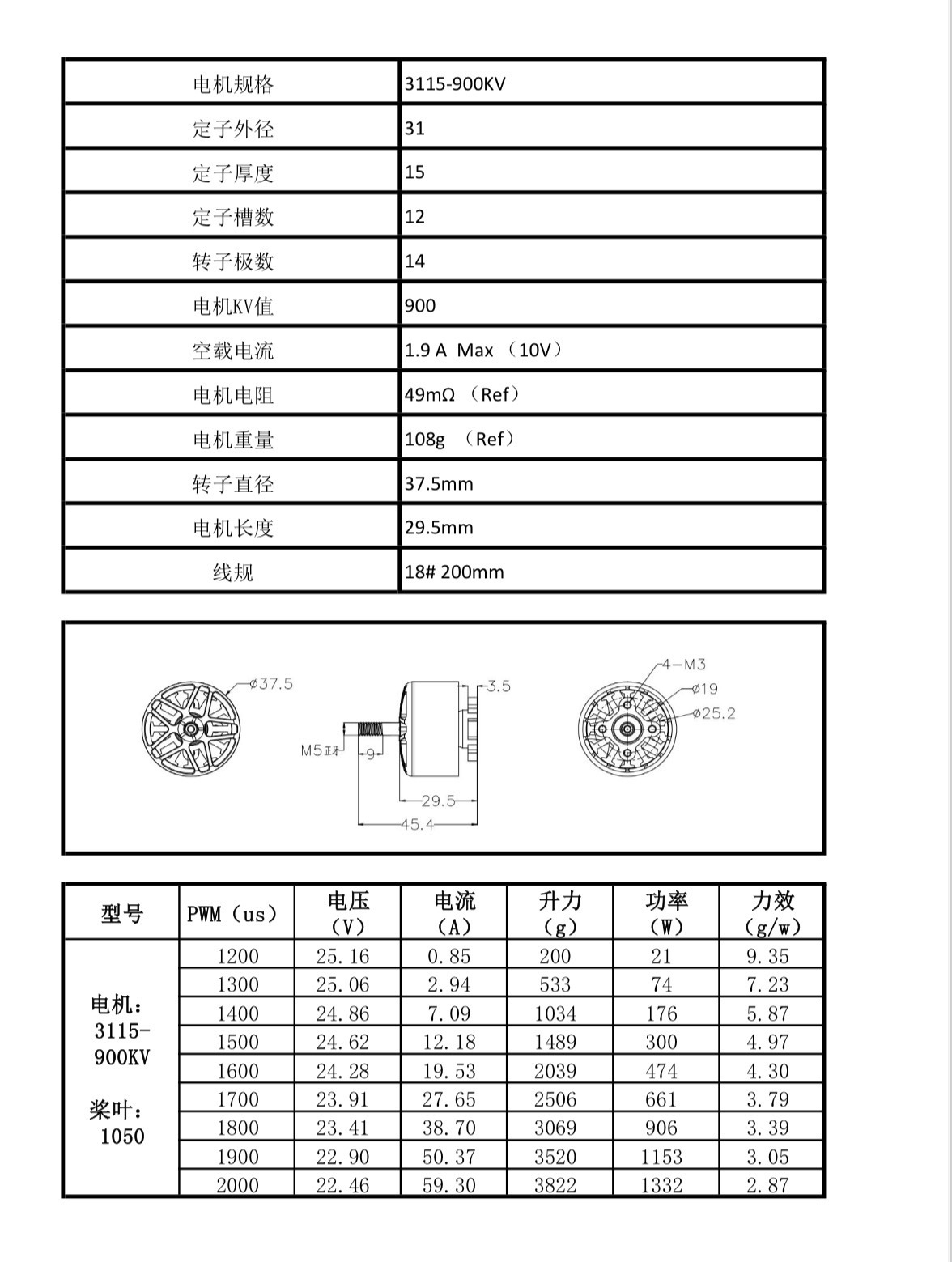 3115 900kV 750KV 6S Brushless Drone Motor, Suitable for FPV 9/10-inch Racing RC Quadcopter Drone Accessories