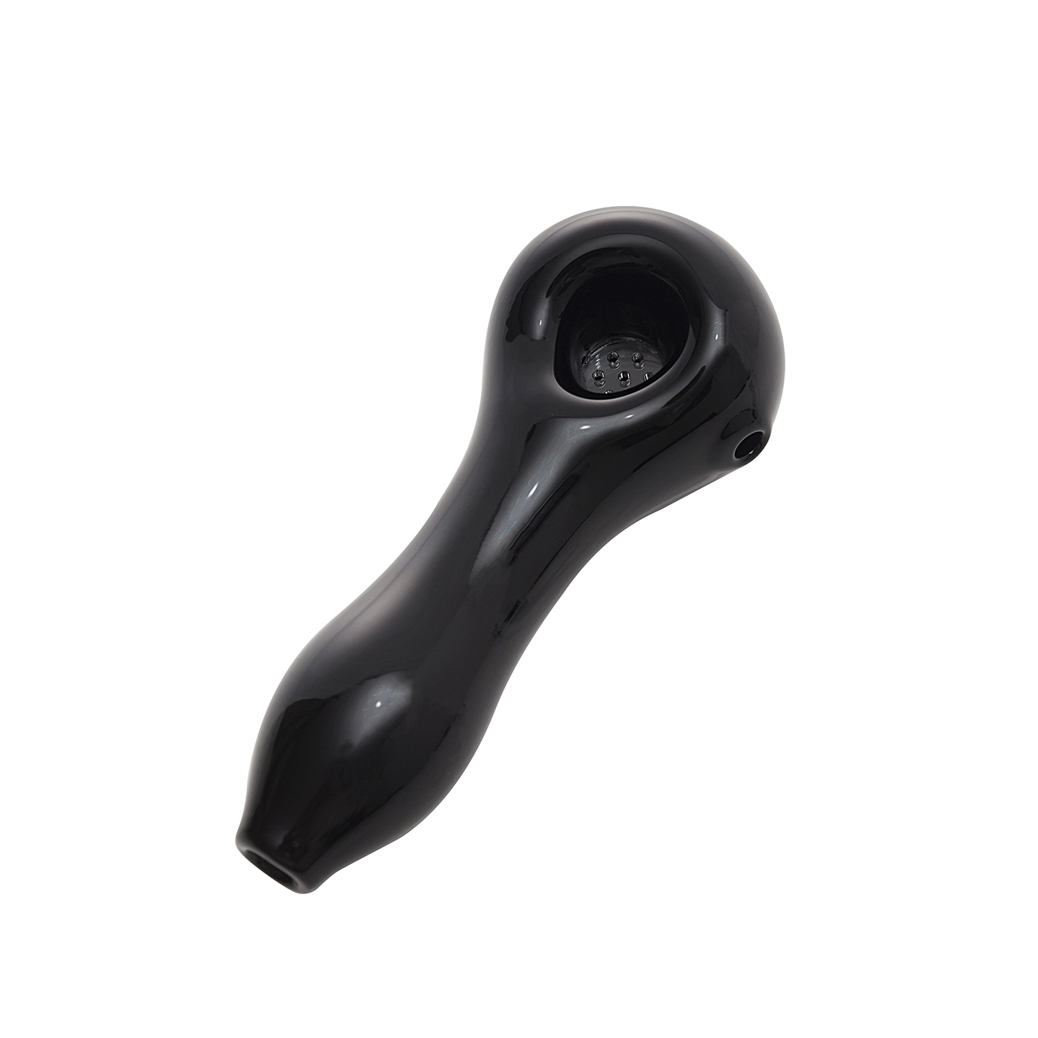 Sleek Black Glass Spoon Pipe