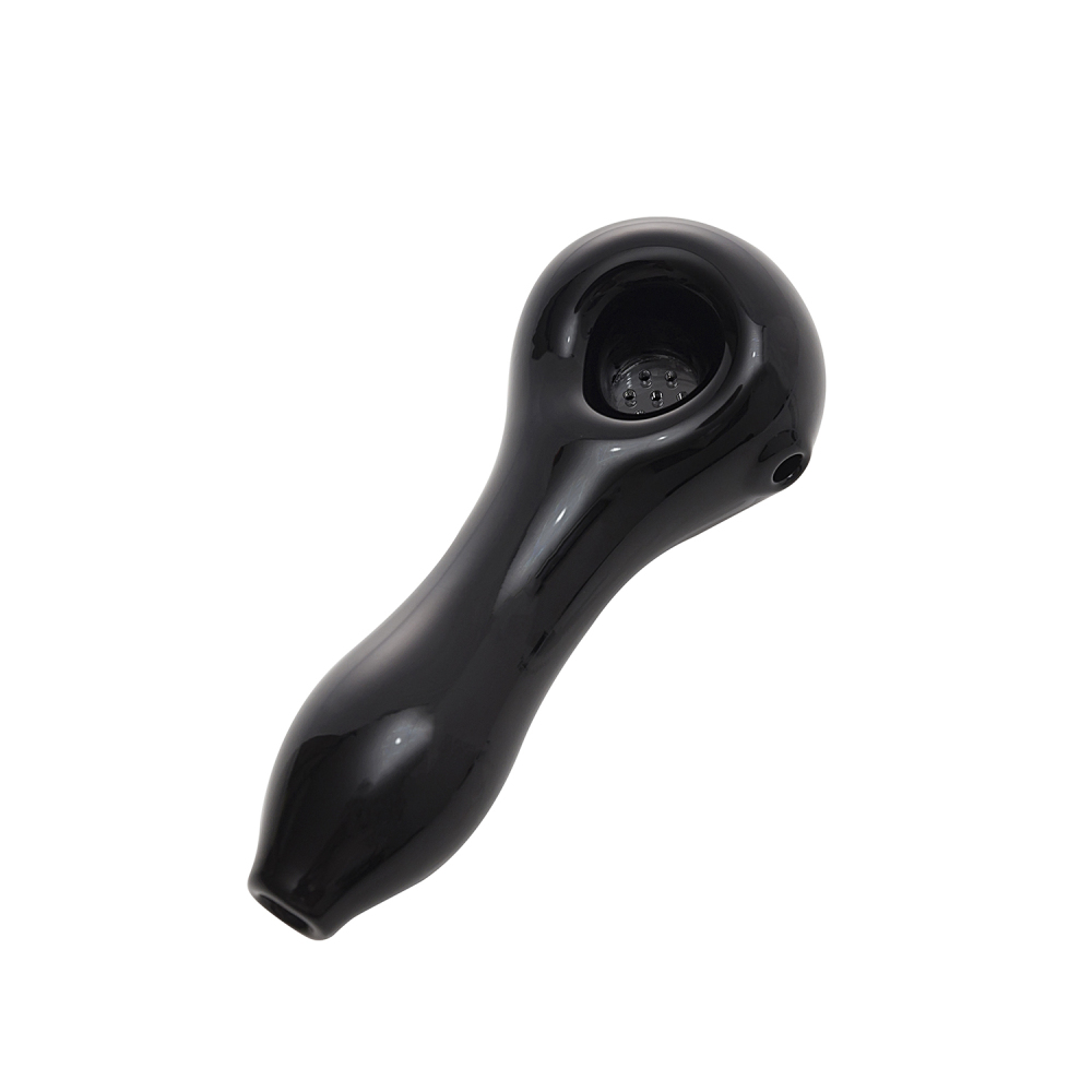 Sleek Black Glass Spoon Pipe