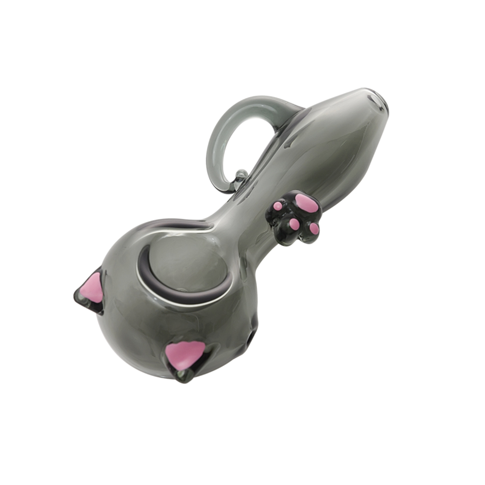 Cute Translucent Black Cat Hello Kitty Glass Spoon Pipe