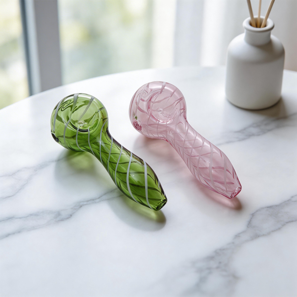Striped glass pipe