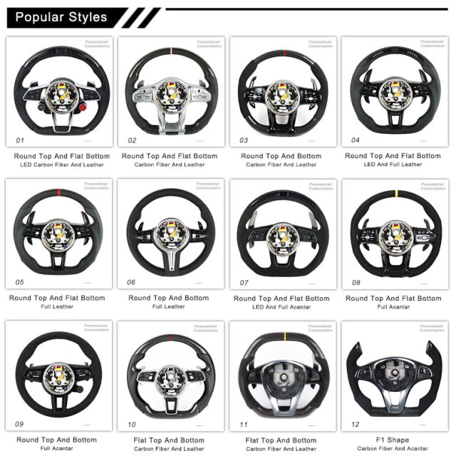Carbon Fiber Steering Wheel for Mercedes-Benz A B C G E S-Class GLA GLB GLC GLE GLK GL SL SLK Maybach BRABUS AMG GT W190 C190 W205 C205 W166 W167 W177 W213 W217 C217 W222 W223 W253 W257 W292 W463 W464