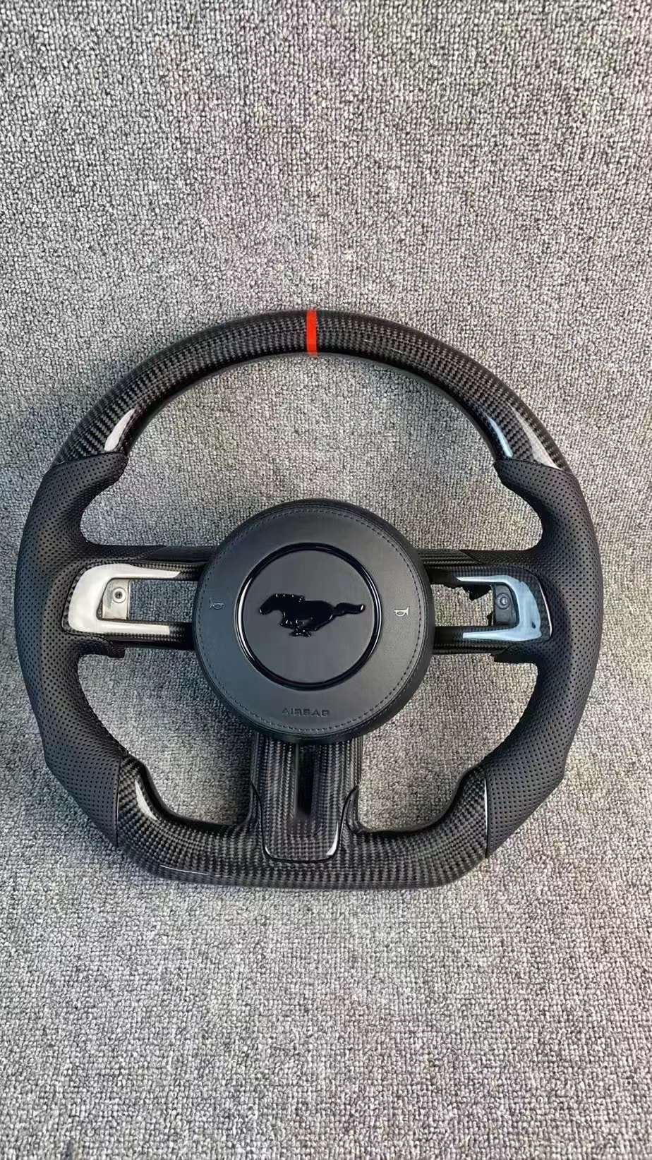 Suitable for 15-23 Mustang carbon fiber and perforated leather steering wheels