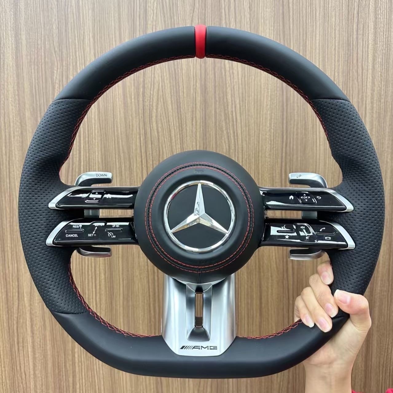 Leather airbag cover for the latest Mercedes Benz steering wheel