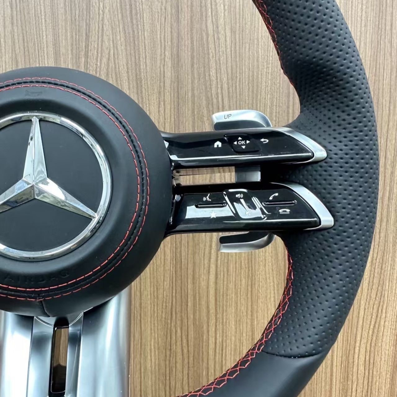 Leather airbag cover for the latest Mercedes Benz steering wheel