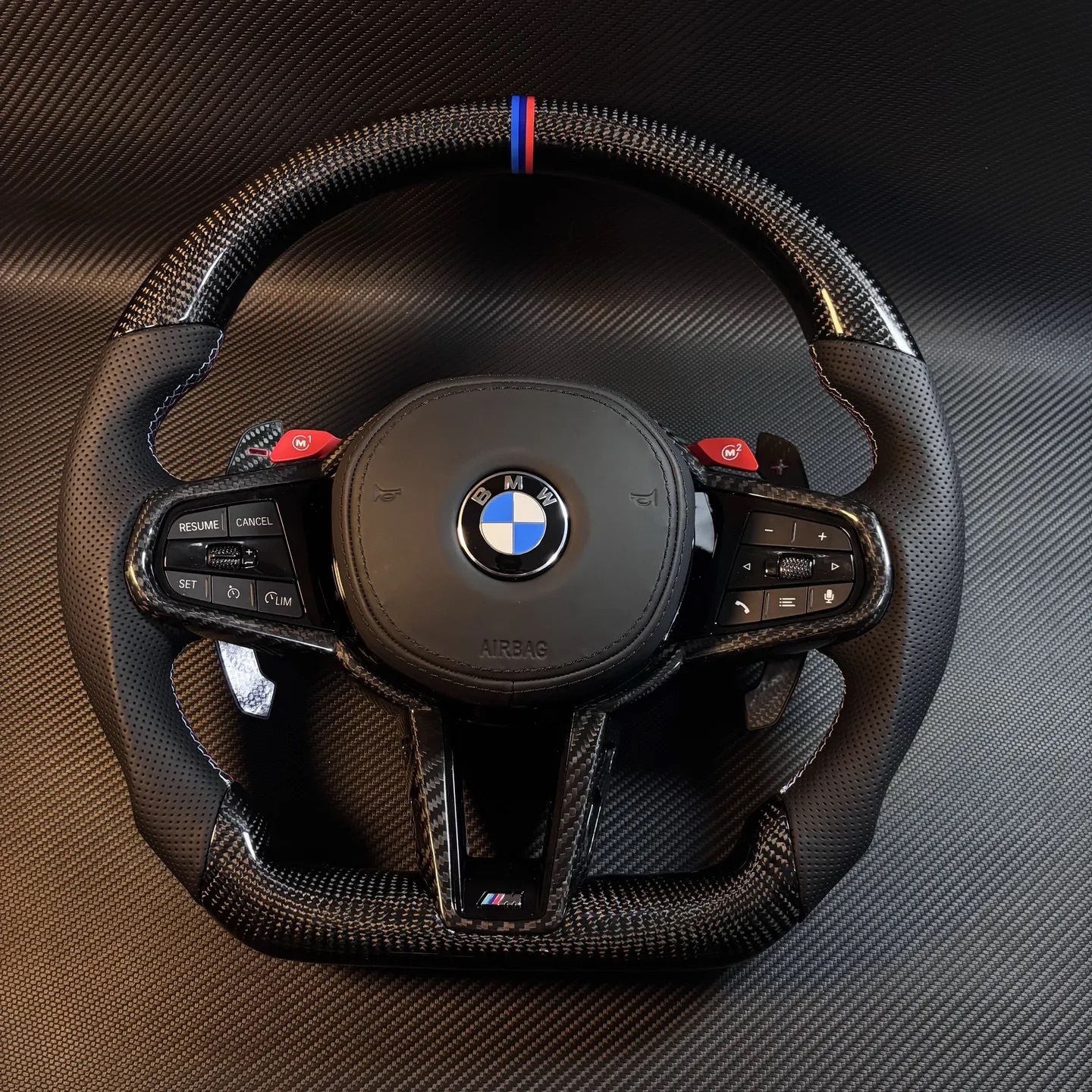 BMW M Power CS Carbon Fiber and Leather Steering Wheel Suitable for BMW E Chassis, F Chassis, and G Chassis