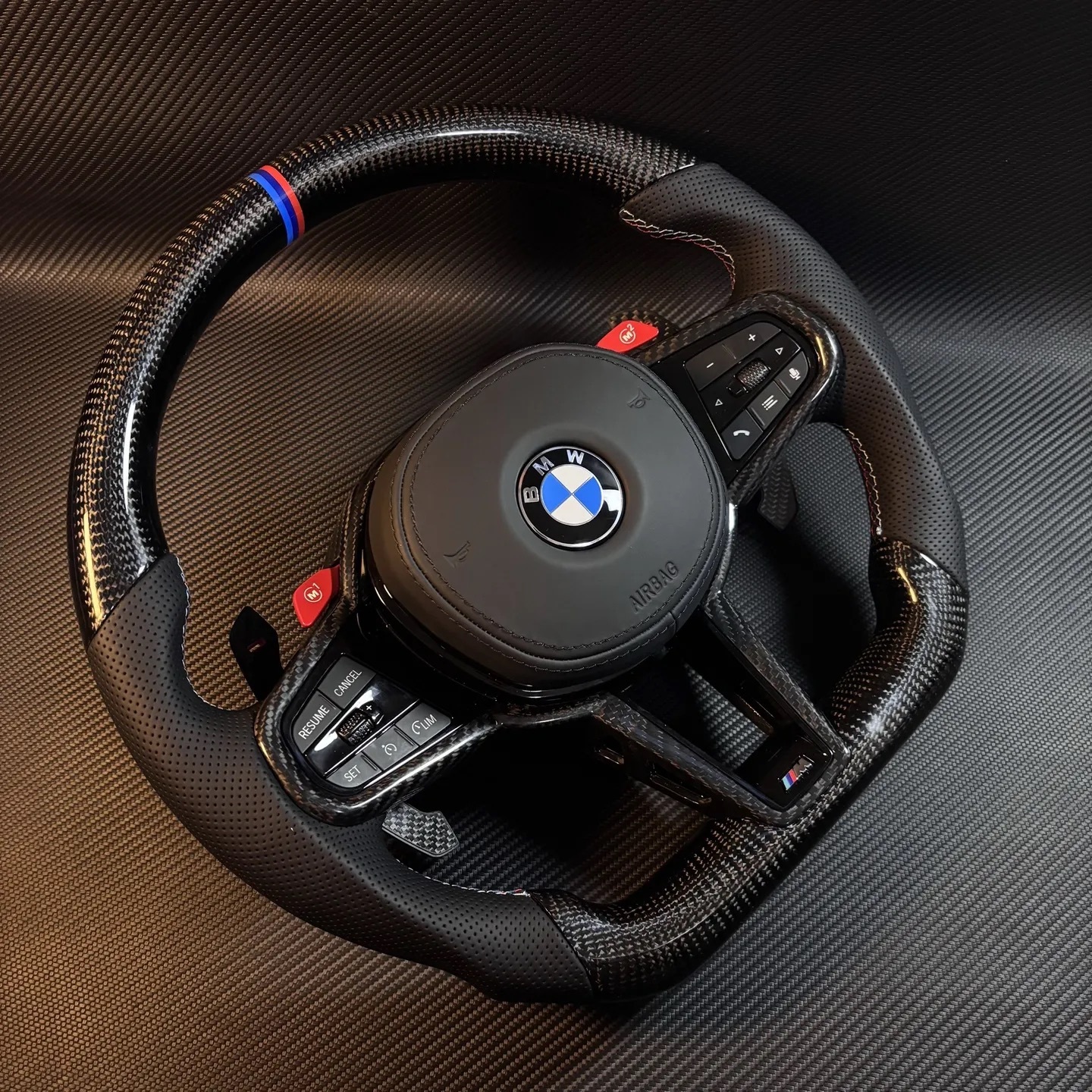BMW M Power CS Carbon Fiber and Leather Steering Wheel Suitable for BMW E Chassis, F Chassis, and G Chassis