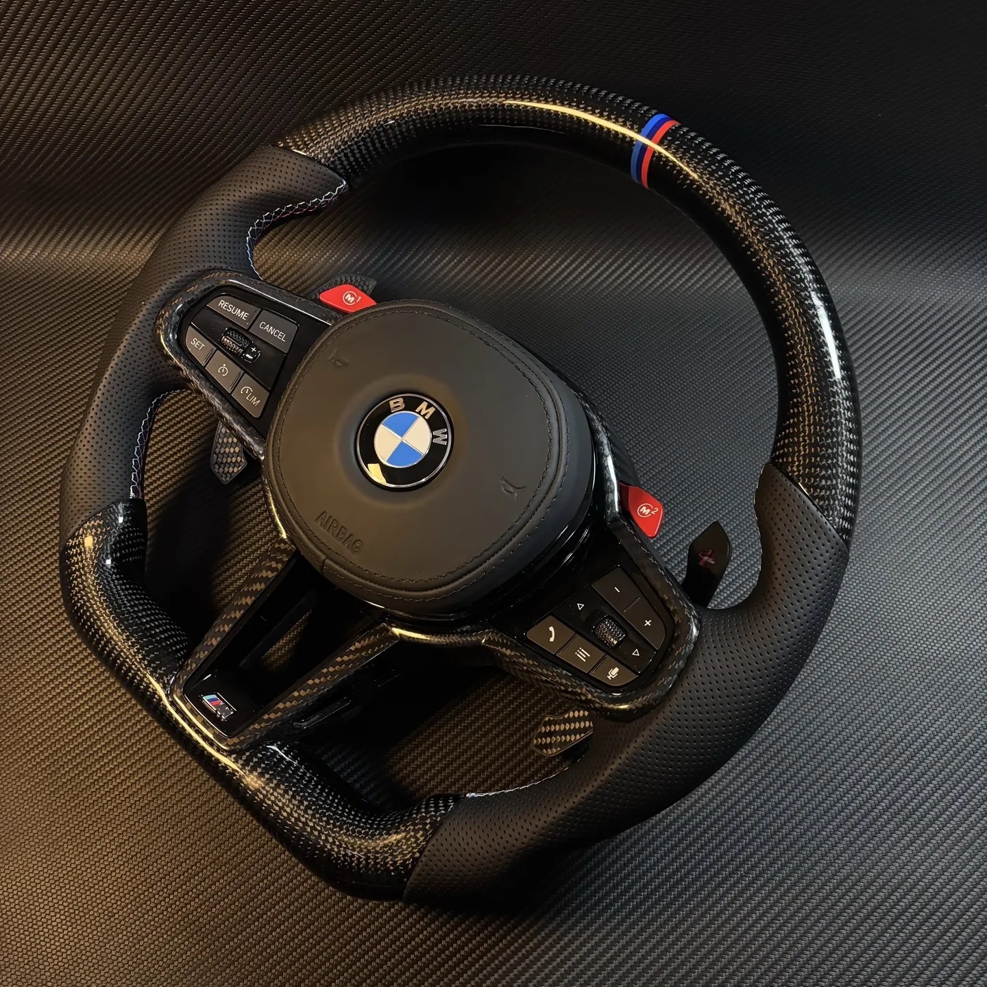 BMW M Power CS Carbon Fiber and Leather Steering Wheel Suitable for BMW E Chassis, F Chassis, and G Chassis