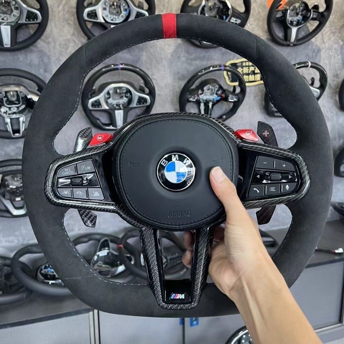BMW M Power CS Full Alcantara Steering Wheel Suitable for BMW E Chassis, F Chassis, and G Chassis
