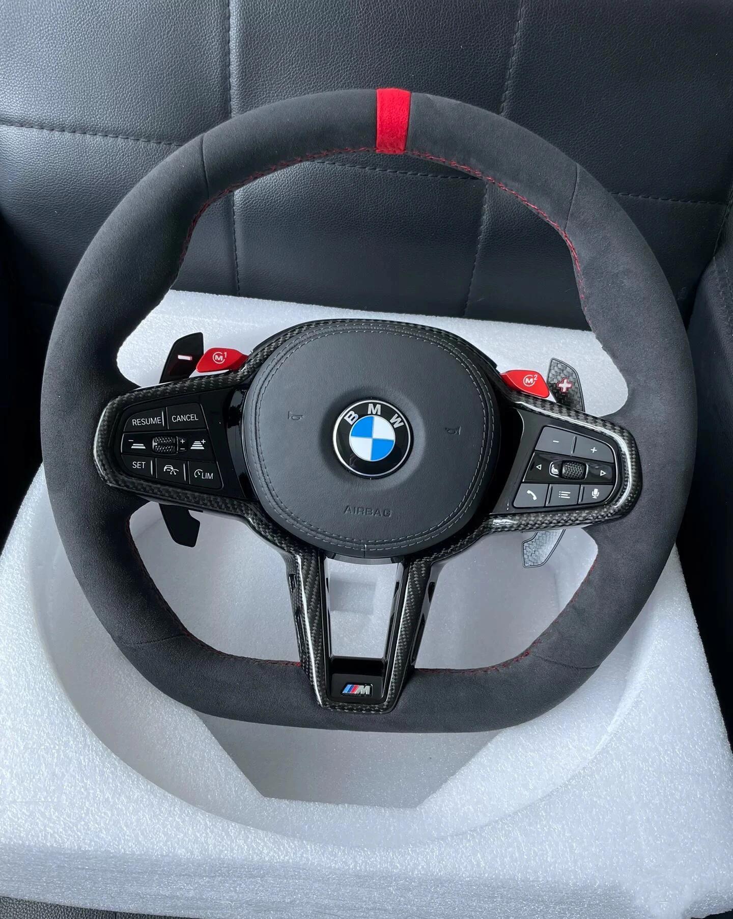 BMW M Power CS Full Alcantara Steering Wheel Suitable for BMW E Chassis, F Chassis, and G Chassis