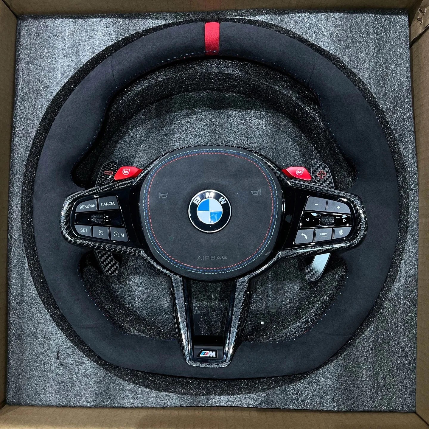 BMW M Power CS Full Alcantara Steering Wheel Suitable for BMW E Chassis, F Chassis, and G Chassis