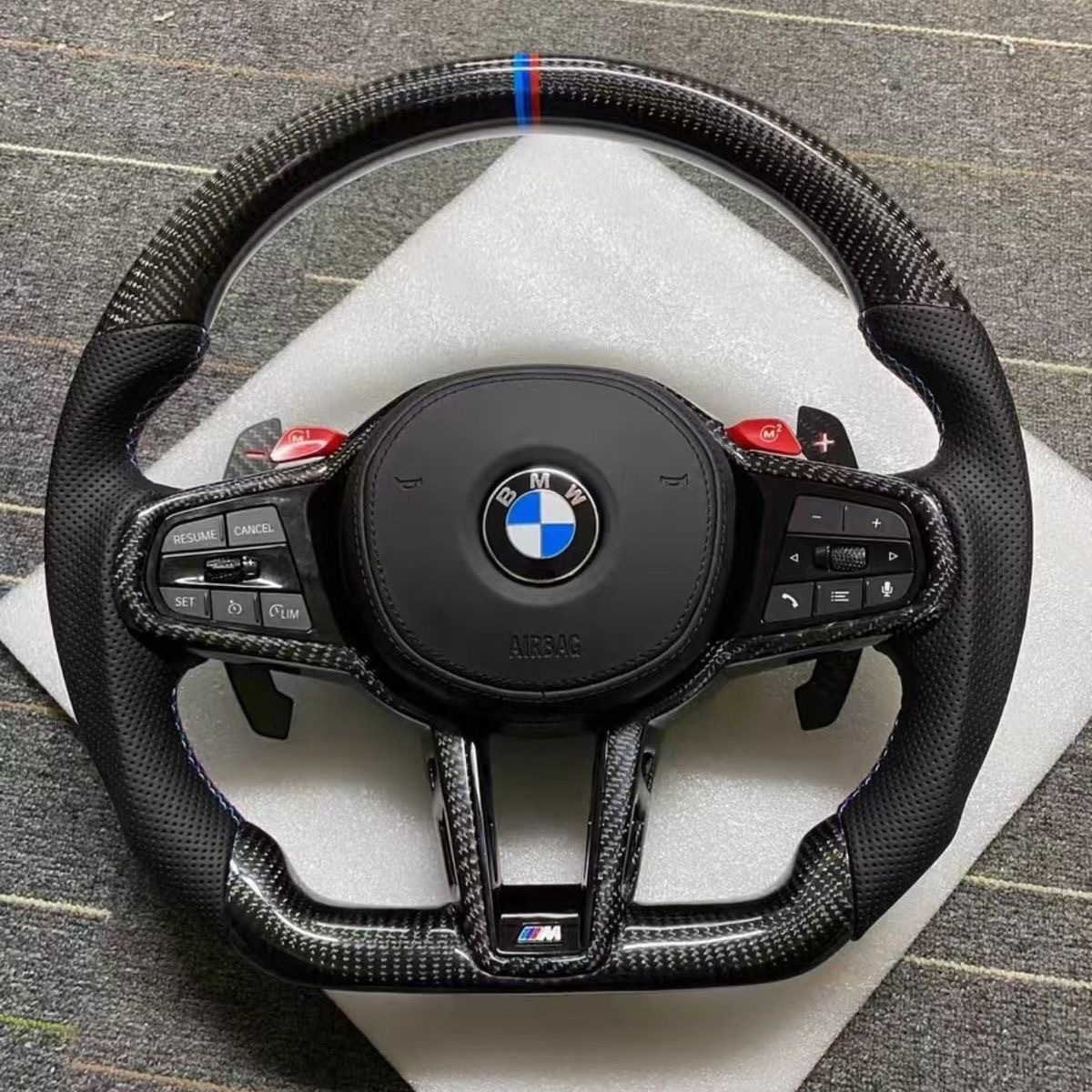 BMW M Power CS Carbon Fiber and Leather Steering Wheel Suitable for BMW E Chassis, F Chassis, and G Chassis