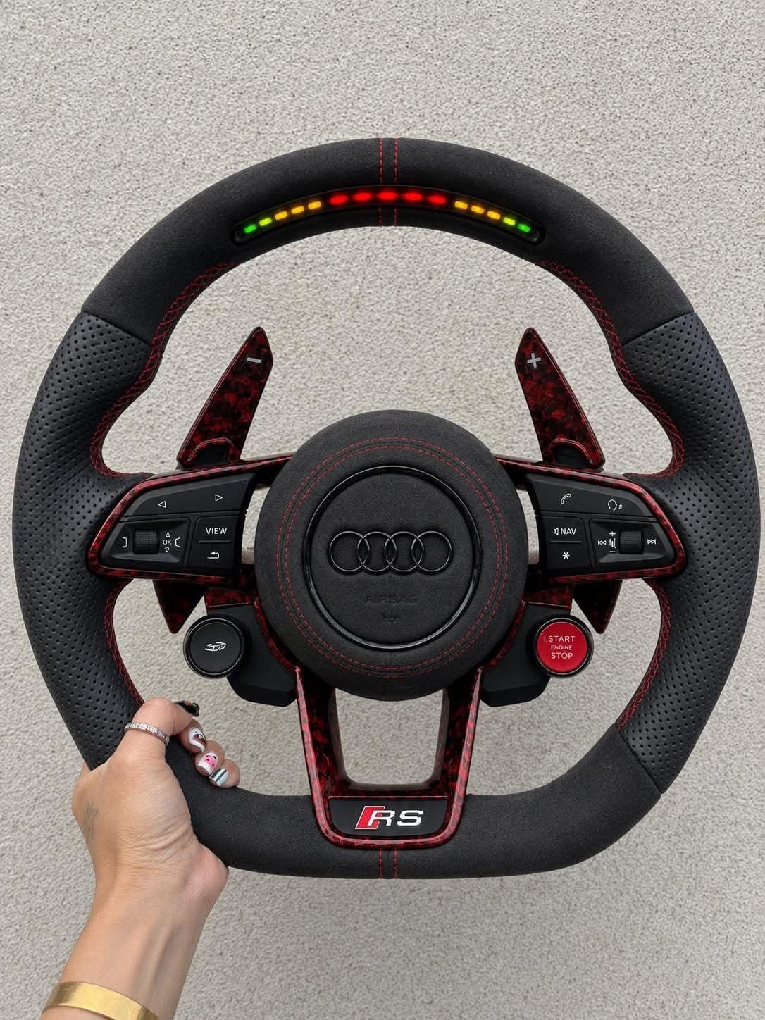 Customized 2018 Audi RS5 B9 leather and Alcantara steering wheel according to customer requirements