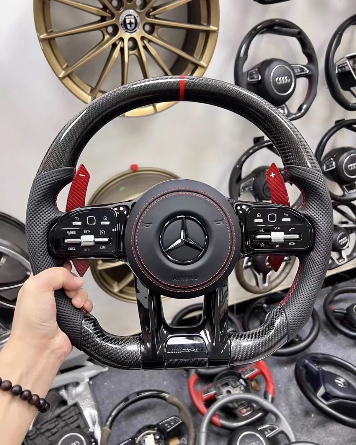 Customized carbon fiber steering wheel for the 2010 Mercedes Benz CLS