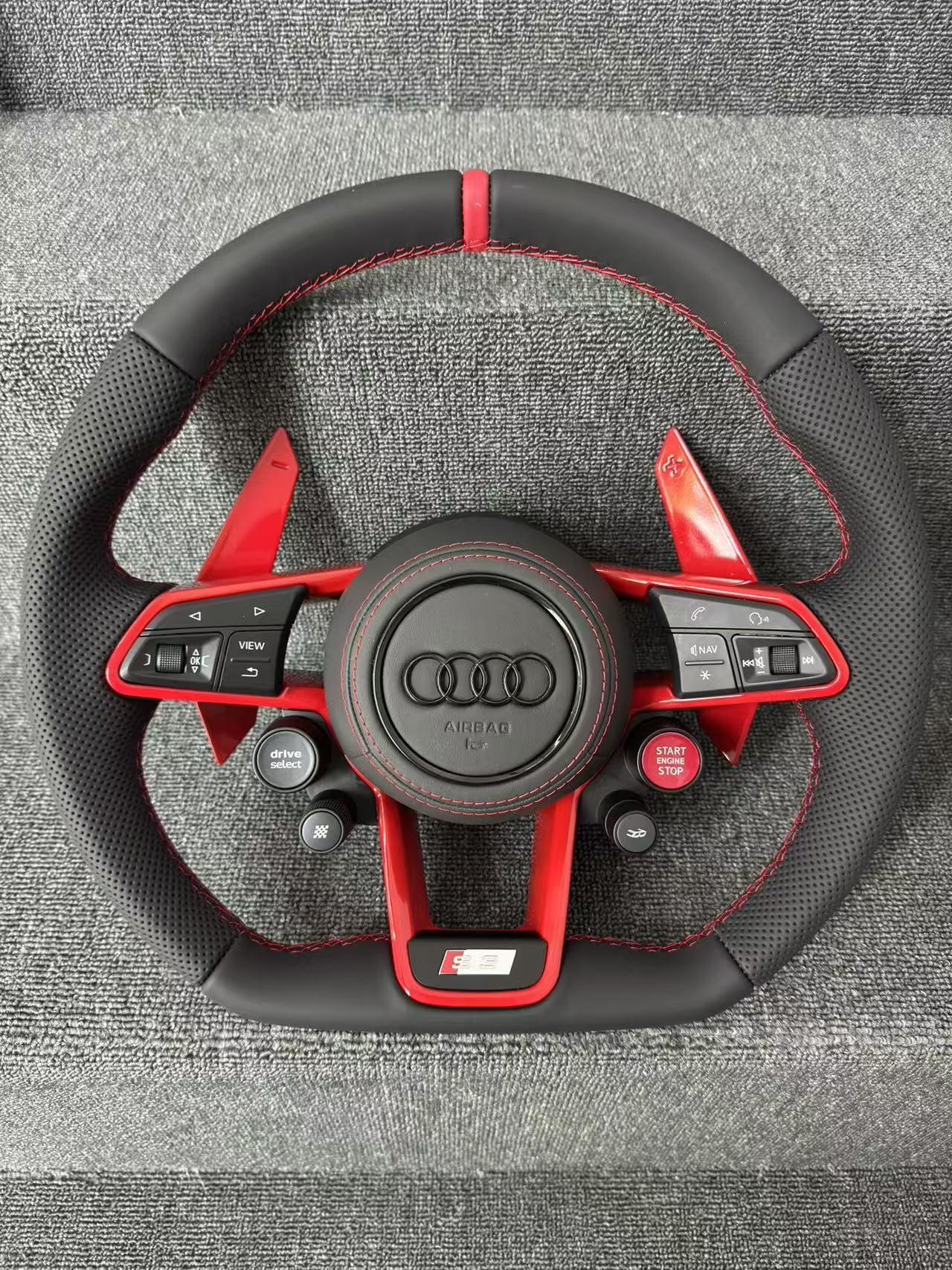 Customized Full Leather R8 steering wheel with 4 buttons for Audi S RS