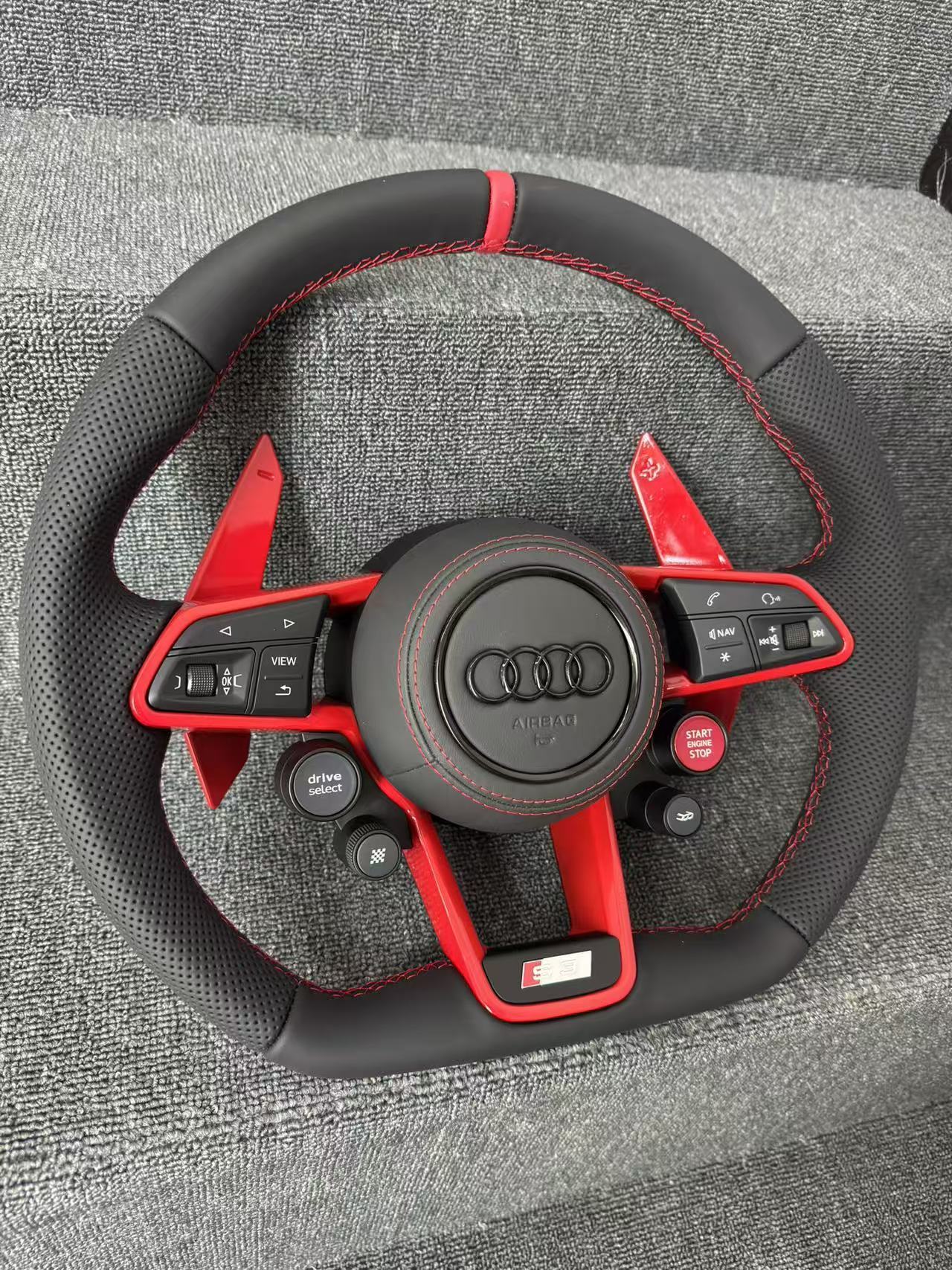 Customized Full Leather R8 steering wheel with 4 buttons for Audi S RS