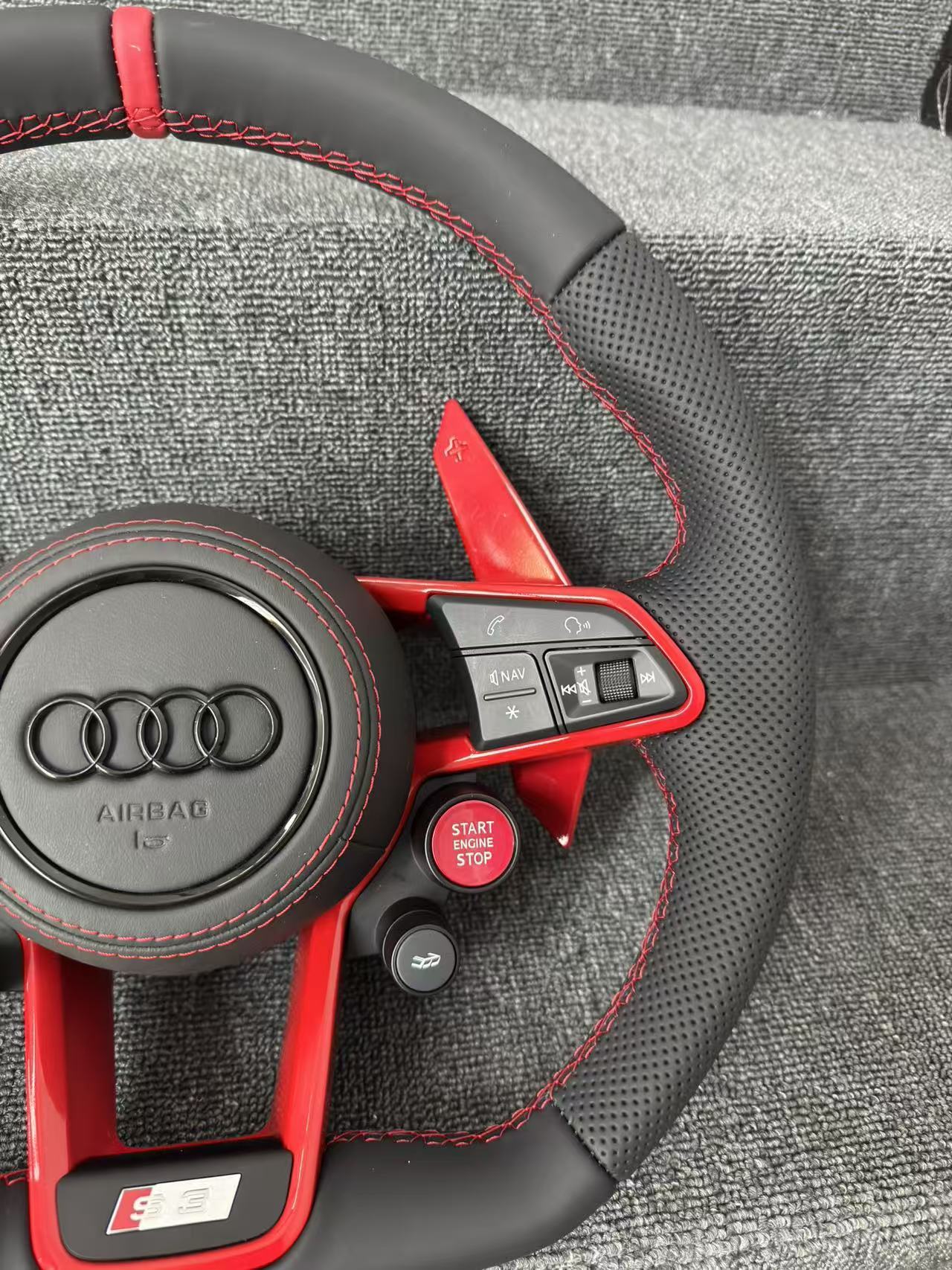 Customized Full Leather R8 steering wheel with 4 buttons for Audi S RS