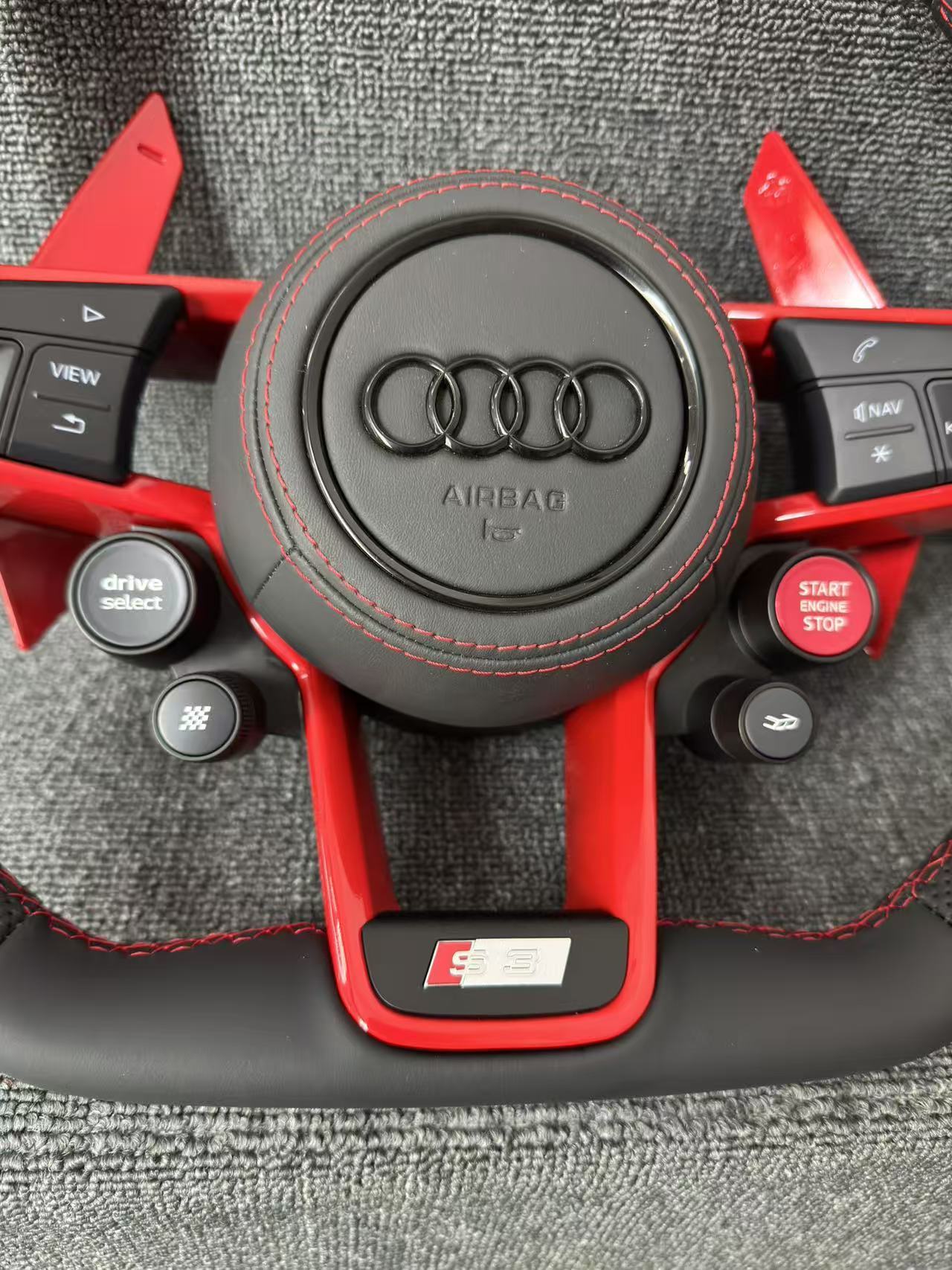 Customized Full Leather R8 steering wheel with 4 buttons for Audi S RS