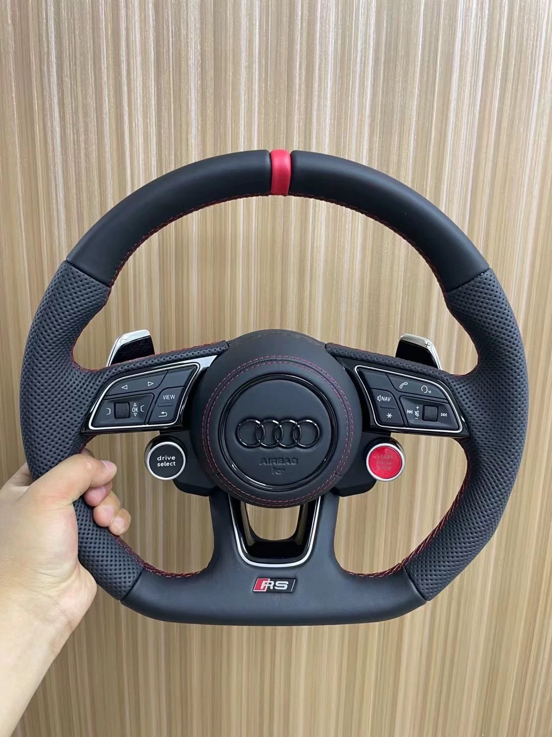 Customized Full leather steering wheel with two buttons suitable for Audi S RS