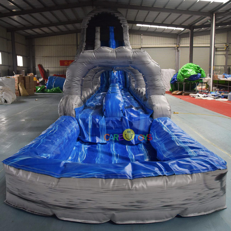 Grey Marble inflatable waterslide with slide n slide