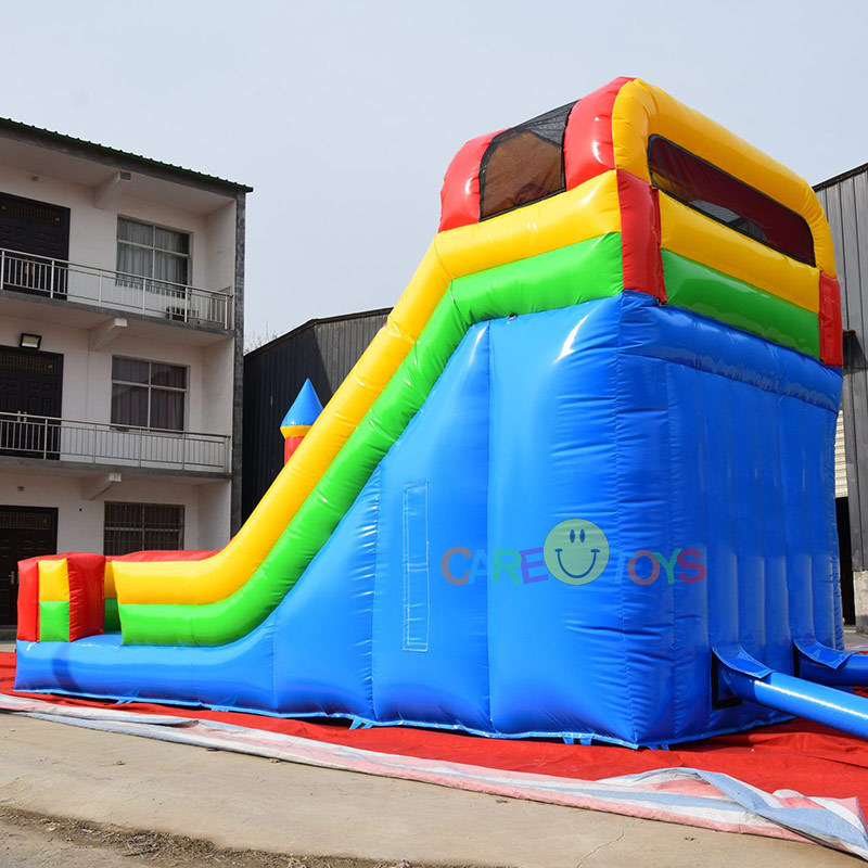 Commercial classic inflatable jumping castle with standalone slide