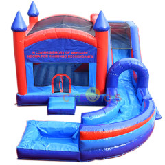 Blue Red Castle bounce house with Extended water pool
