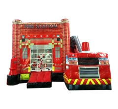 Fire Truck Bounce House Slide combo